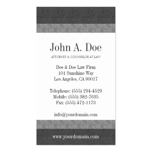 Attorney Lawyer Law Firm Marble & Slate Borders Business Card Templates (back side)