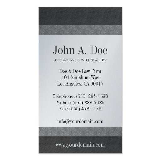 Attorney Lawyer Law Firm Marble & Slate Borders Business Card Template (back side)