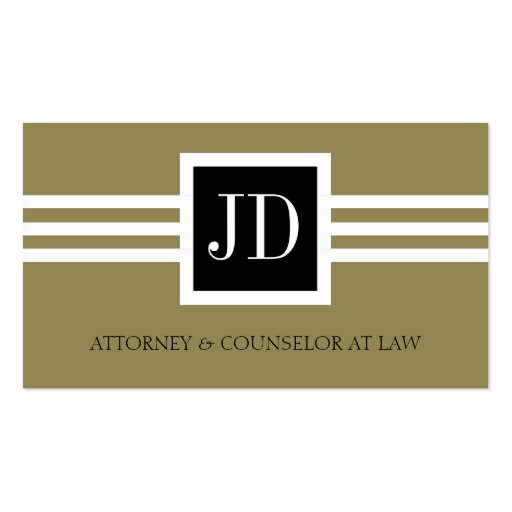 Attorney Lawyer Law Firm Monogram Gold Black Business Card Template (front side)