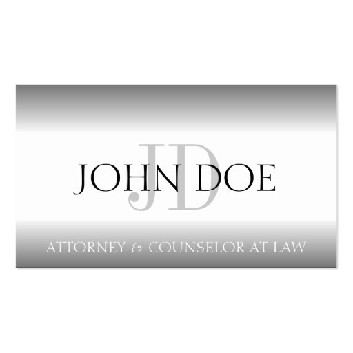 Attorney Lawyer Law Firm Monogram Silver Fade Business Card Templates (front side)