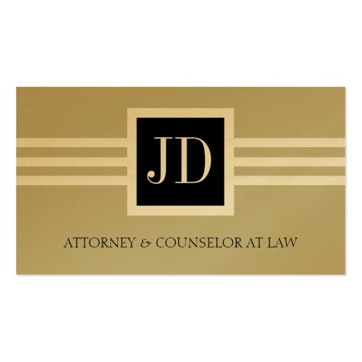Attorney Lawyer Law Firm Monogram Tan Gold Paper Business Card Templates (front side)