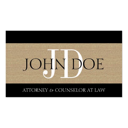 Attorney Lawyer Law Firm Monogram Textured Tan Business Cards (front side)