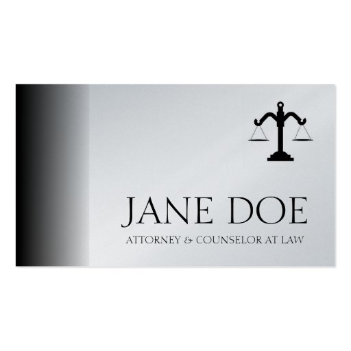 Attorney Lawyer Law Firm Office Scale Fade Platnum Business Card Template (front side)