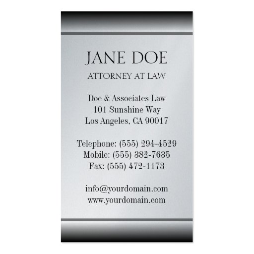 Attorney Lawyer Law Firm Office Scale Fade Platnum Business Card Template (back side)