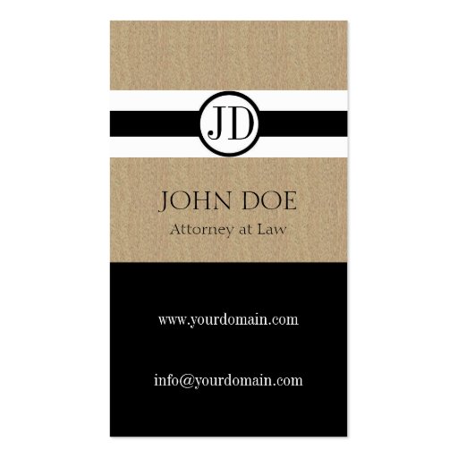 Attorney Lawyer Law Firm Pendant Tan Black Business Card Template (back side)