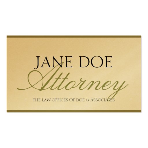 Attorney Lawyer Law Firm Script Gold Paper Business Card (front side)