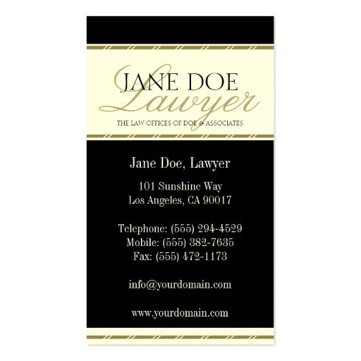 Attorney Lawyer Legal Counselor Law Firm Gold Business Card Template (back side)