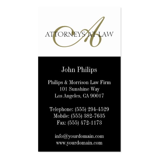 Attorney Lawyer Legal Counselor Law Firm Office Business Card Templates (back side)