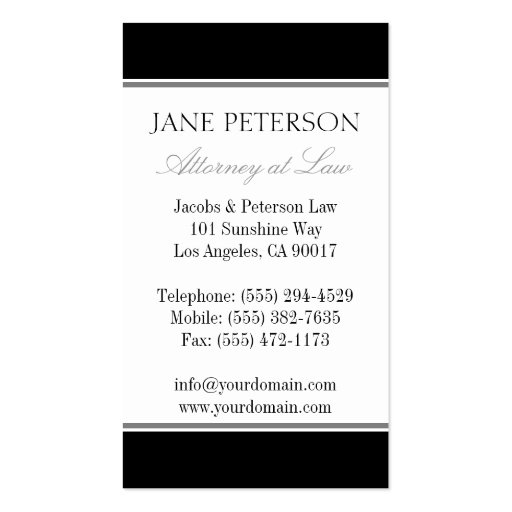 Attorney Lawyer Legal Counselor Law Firm Office Business Card Template (back side)