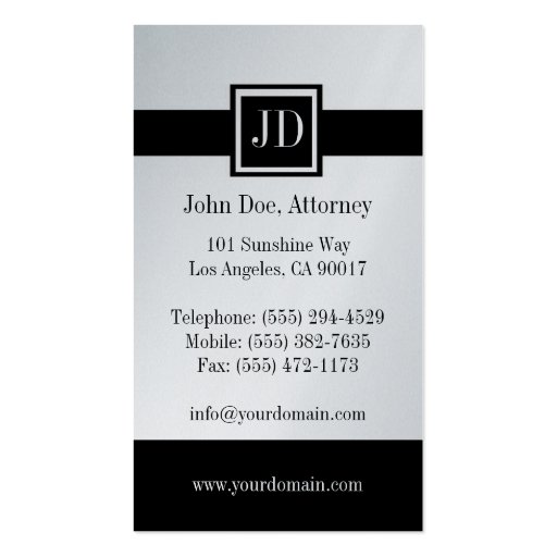 Attorney Lawyer Monogram - Available Letterhead - Business Card Templates (back side)