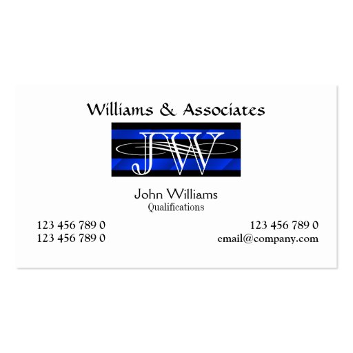 Attorney Lawyer monogram masculine Business Card Templates (front side)