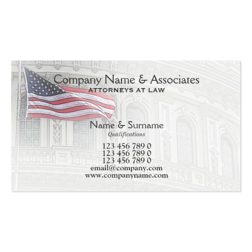 Attorney Lawyer Patriot patriotic American Business Card Template (front side)