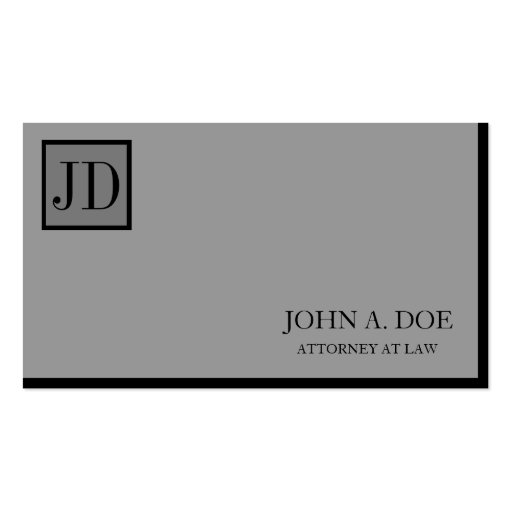 Attorney Lawyer Square Monogram Silver Business Cards