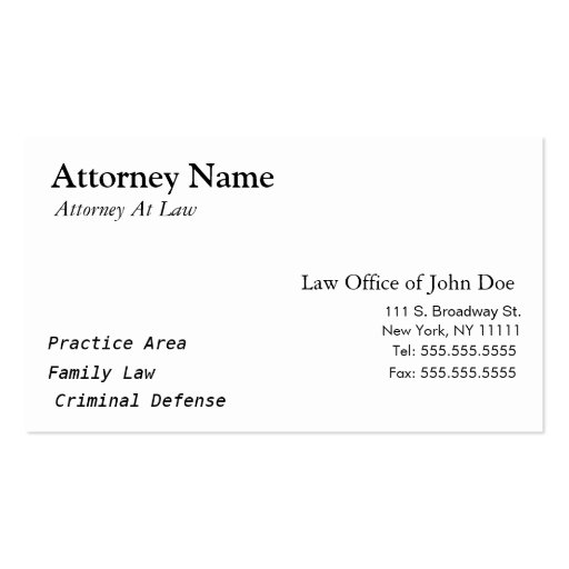 Attorney Modern - Simple, Clean, Elegant Business Cards (front side)