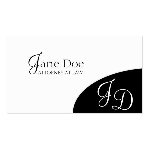 Attorney Monogram Corner W/B Business Cards (front side)