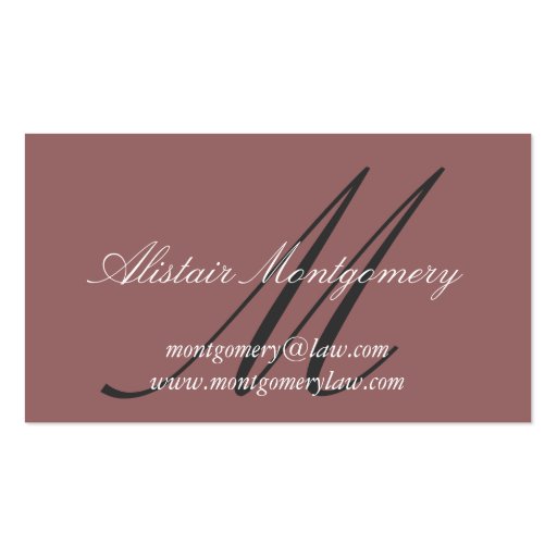 Attorney Monogram Customizable Business Card (back side)