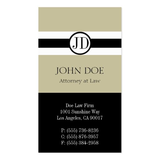 Attorney Pendant Tan/Black Business Card Templates (front side)
