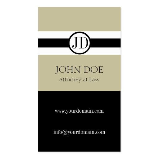Attorney Pendant Tan/Black Business Card Templates (back side)