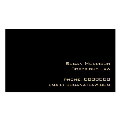 Attorney Professional Business Cards Gold (back side)