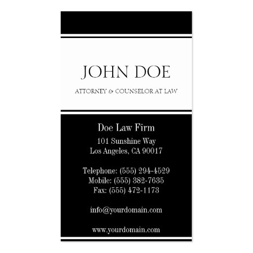 Attorney Ribbon Black Business Card (back side)