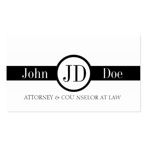 Attorney Ribbon Round B/W Business Card Templates (front side)