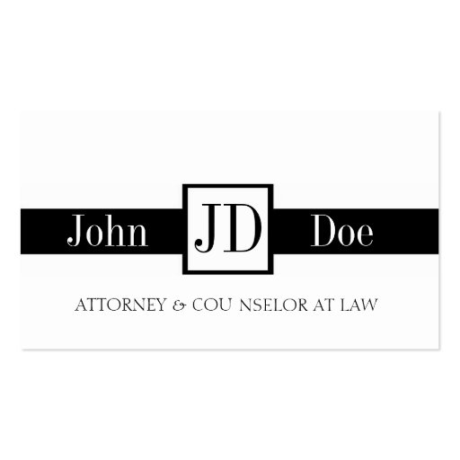 Attorney Ribbon Square B/W Business Cards (front side)