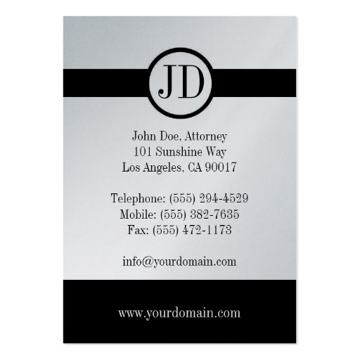 Attorney Ribbon Square Oversized Platinum Card Business Card (back side)