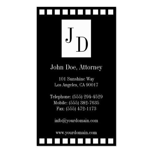 Attorney Ribbons Square Black Business Card Template (back side)