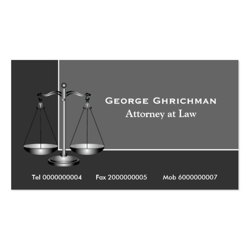 Attorney scale of justice  business card