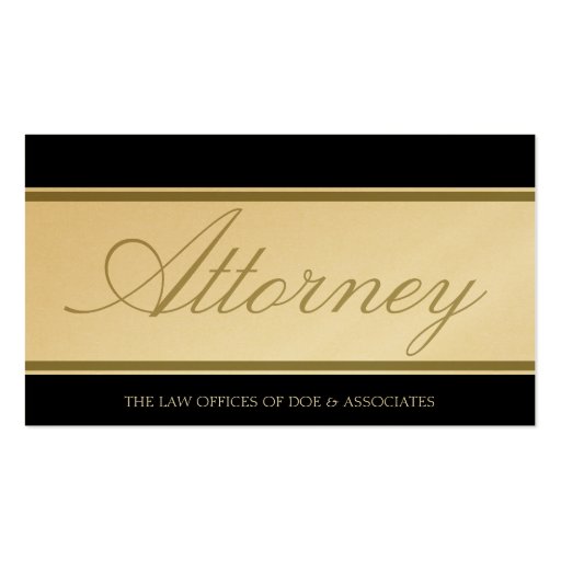 Attorney Script Golden Banner Business Card (front side)