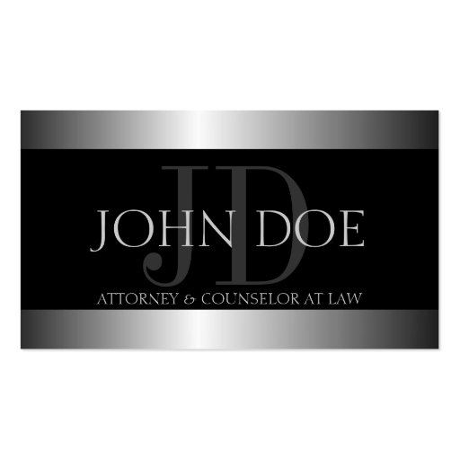 Attorney Silver Metal Metallic Border Business Card Templates (front side)