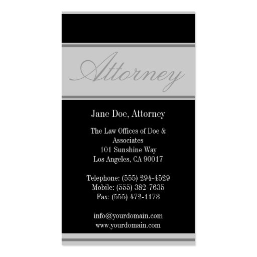Attorney Silver Script/Banner Business Card (back side)