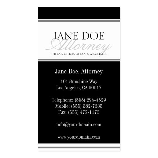 Attorney Silver Script Business Card (back side)