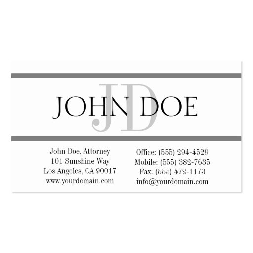Attorney Silver Stripes - Available Letterhead - Business Card (back side)