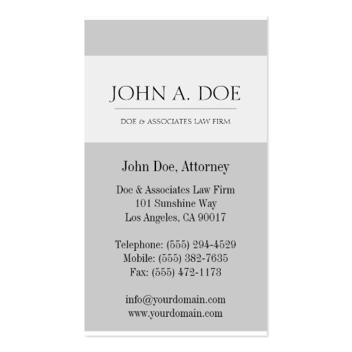 Attorney Silver/White - Available Letterhead - Business Cards (back side)