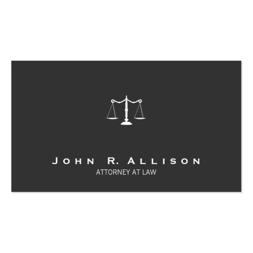 Attorney Simple Justice Scales Black and White Business Card (front side)