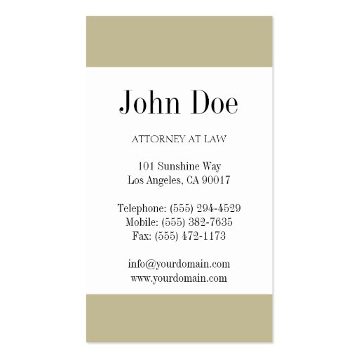 Attorney Tan Stripes - Available Letterhead - Business Card Template (back side)