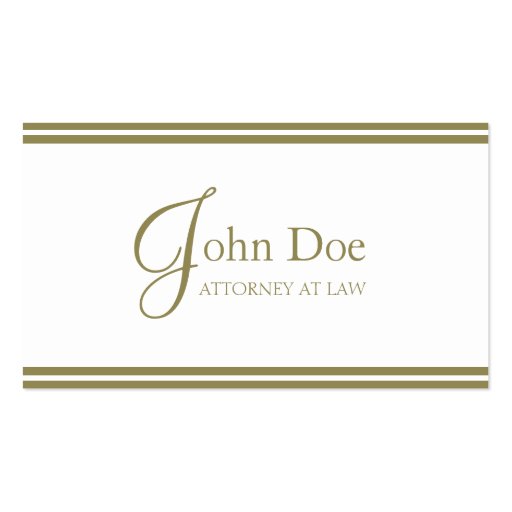 Attorney White/Gold Stripes -Available Letterhead- Business Card Template (front side)