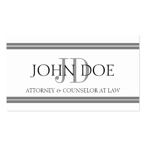 Attorney White Silver Stripes Business Card Template (front side)