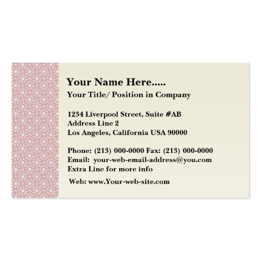 Attractive antique pink stems squares on white rou business card template (back side)