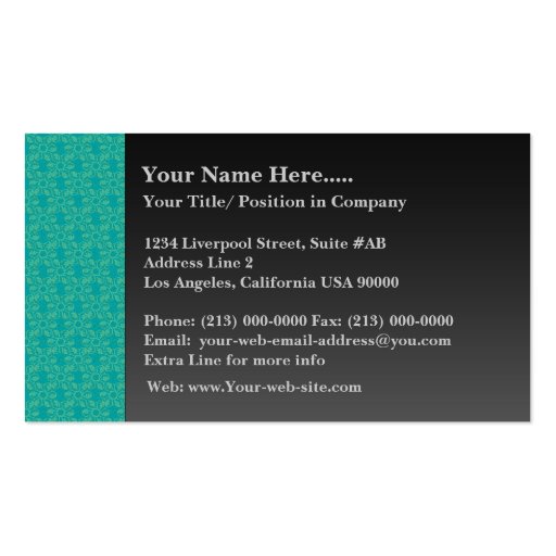 Attractive light green flowers with leafy petals o business card templates (back side)