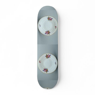 Attractive saucer plate with flowers design skate deck by inspirelove