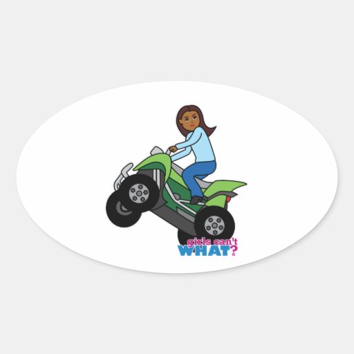 ATV Girl Oval Sticker Zazzle