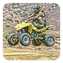 ATV Off Road Running Square Stickers