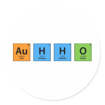 Au H2 O Round Sticker