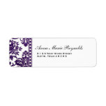 Aubergine Vintage Damask Lace Fancy Custom Return Address Label