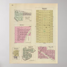 Auburn, Silver Lake, Kilmer, and Richland, Kansas Print