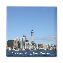 Auckland City, New Zealand by Day Refrigerator Magnets