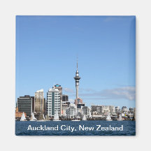Auckland City, New Zealand by Day Refrigerator Magnets