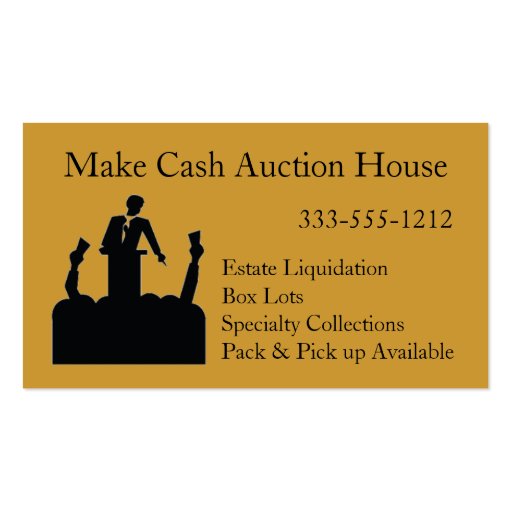 Auctioneer Auction House Business Card customize (front side)